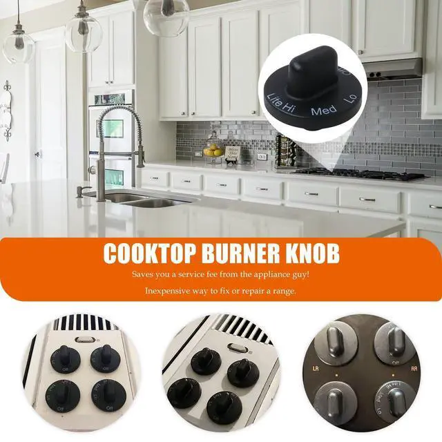Alt view image 6 of 7 - 4-Pack 71001641 Black Gas Stove Knob Replacement for Jenn Air Downdraft Cooktop/Range/Stove, Models CVG CVG316B CVG4100B CVG4280B CVG4280S CVG4380 CVG4380B