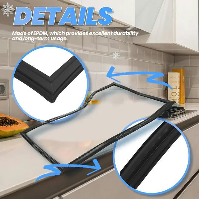 Alt view image 7 of 7 - W11368721 Refrigerator Door Gasket Compatible with Whirlpool, Jenn Air, Kenmore, Kitchen Aid, Maytag KRFF305EBL00 KRFF305EWH00 WRF540CWHZ04 Black EPDM