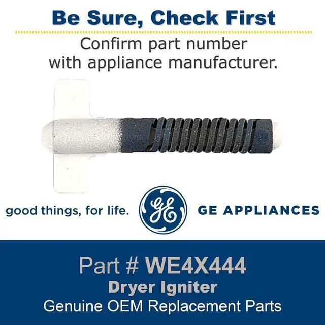 Alt view image 2 of 3 - GE Appliances WE4X444 Genuine OEM Burner Igniter for Dryers
