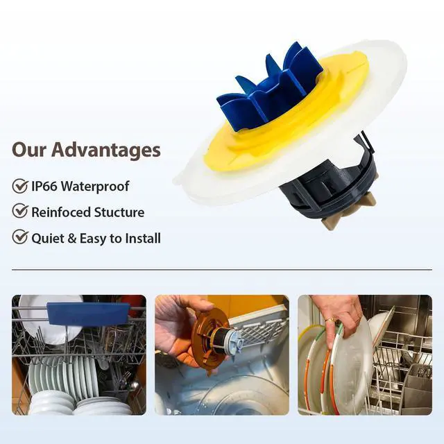 Alt view image 2 of 7 - 524185P Motor Rotor Assembly DishDrawer Pump Motor | Fits DD601 Models, Durable PP Construction, Quiet Operation