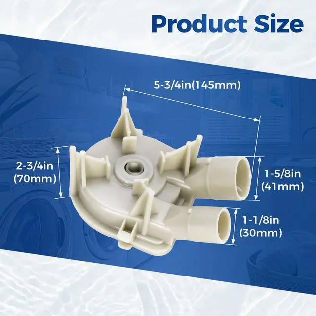 Alt view image 3 of 7 - 3363394 Washer Drain Pump Compatible with Direct-Drive Washing Machines Whirlpool, Kenmore, KitchenAid Plastic Replacement for 3363892 3352496 PS11741242 WP3363892VP