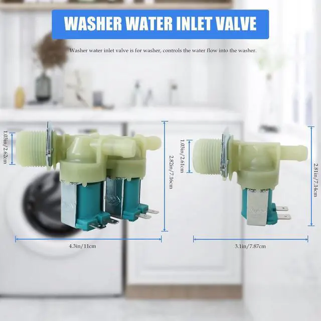 Alt view image 2 of 6 - 5220FR2075L 5220FR2006H Cold & Hot Washer Water Inlet Valve Kit Fit for LG WM3360HVCA-ASSEECI WM3360HVCA-ASSEEUS WM3360HVCA-ASSESED WM3360HWCA WM3370HRA