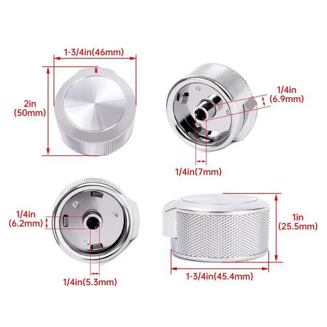Alt view image 7 of 7 - W11156487 W10823529 Oven Stove Knobs Compatible with Whirlpool KitchenAid Replacement for PS12347719 AP6285576 4546228 Stove Range Knob ABS Plastic Chrome