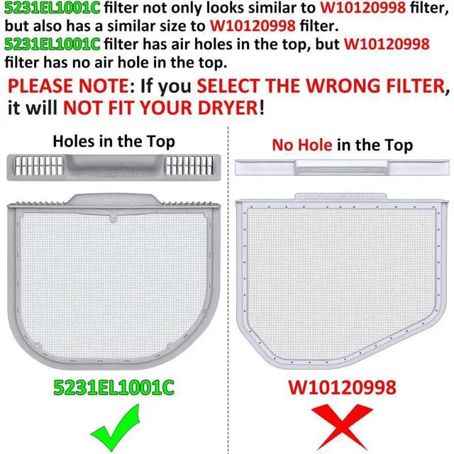 Alt view image 2 of 7 - Dryer Lint Filter 5231EL1001C Replacement for LG DLE1101W DLE1501W DLE4970W DLE5001W