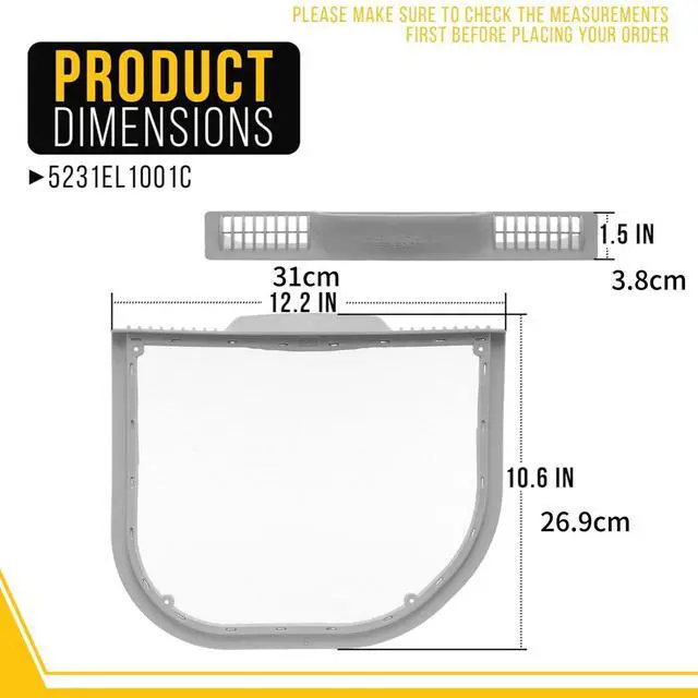 Alt view image 6 of 7 - Dryer Lint Filter 5231EL1001C Replacement for LG DLE1101W DLE1501W DLE4970W DLE5001W