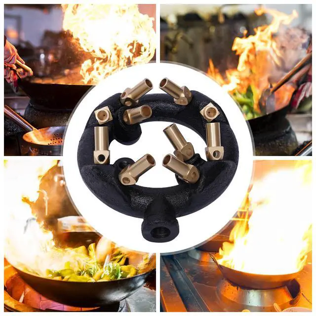 Alt view image 7 of 7 - 10 Tips Jet Burner Natural Gas Propane Jet Burner Round Brass Nozzle Jet Burner Kitchen Stove Burner with 10 Head for Fryer Boiler Wok Home Hotel Restaurant (10 Tips)