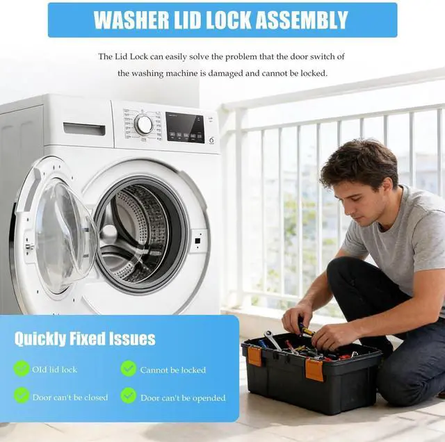 Alt view image 5 of 7 - W11307244 W10682535 Washer Lid Lock & W10837741 Lid Strike Compatible with Whirlpool Models WTW4855HW2 WTW4855HW3 WTW4915EW1, Washing Door Latch Replaces W10838613 W10838613VP