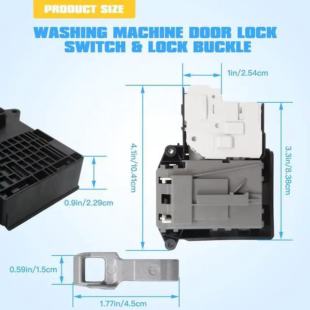 Alt view image 6 of 7 - EBF61315802 Washer Door Lock Switch & MFG63099101 Washer Door Lock Strike Assembly Fit for LG Washer WM3370HWA, WM3400CW, WM3475HVA, WM3499HVA, WM3500CW, WM3555HWA