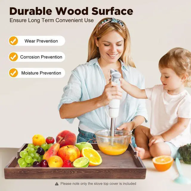 Alt view image 4 of 6 - Noodle Board Stove Covers with Handles, Wood Stove Top Covers for Electric Stove Gas Stove, 29.5 x 22 Inch Wooden Decorative Rustic Kitchen Serving Tray for Range Stovetop Cooktop (Walnut Color)