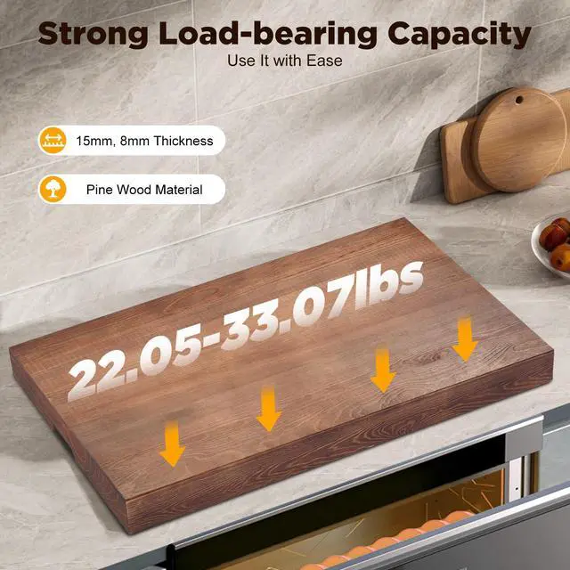 Alt view image 5 of 6 - Noodle Board Stove Covers with Handles, Wood Stove Top Covers for Electric Stove Gas Stove, 29.5 x 22 Inch Wooden Decorative Rustic Kitchen Serving Tray for Range Stovetop Cooktop (Walnut Color)