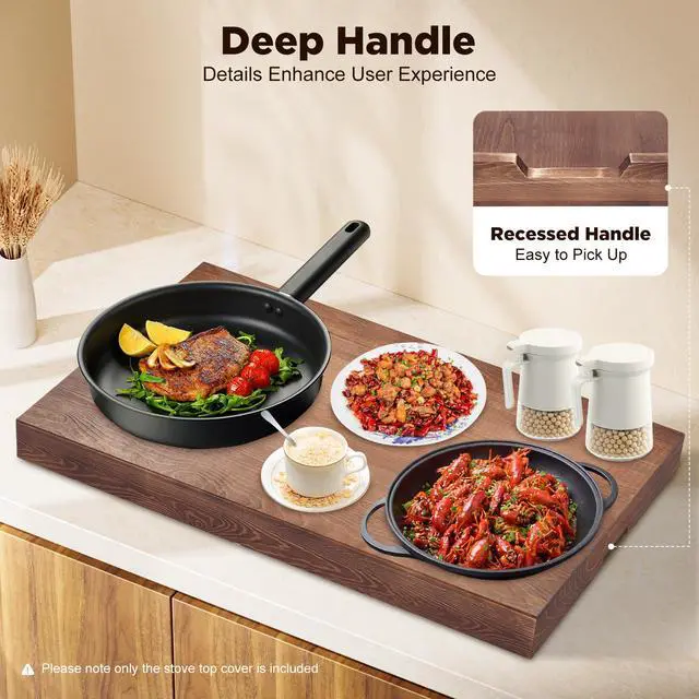 Alt view image 6 of 6 - Noodle Board Stove Covers with Handles, Wood Stove Top Covers for Electric Stove Gas Stove, 29.5 x 22 Inch Wooden Decorative Rustic Kitchen Serving Tray for Range Stovetop Cooktop (Walnut Color)