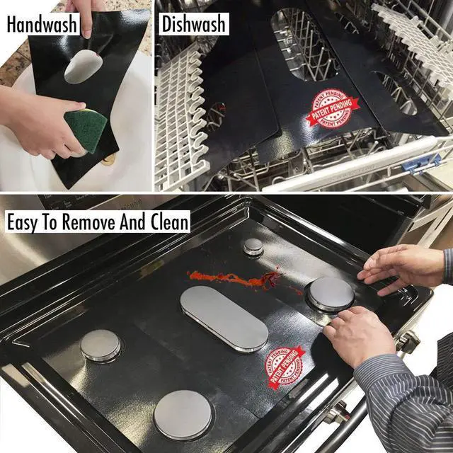 Alt view image 5 of 6 - Premium Plus Stove Protectors for GE Gas Range Model CGS995EEL1DS, Custom Cut, Easy to Clean Stove Liner, Made in the USA