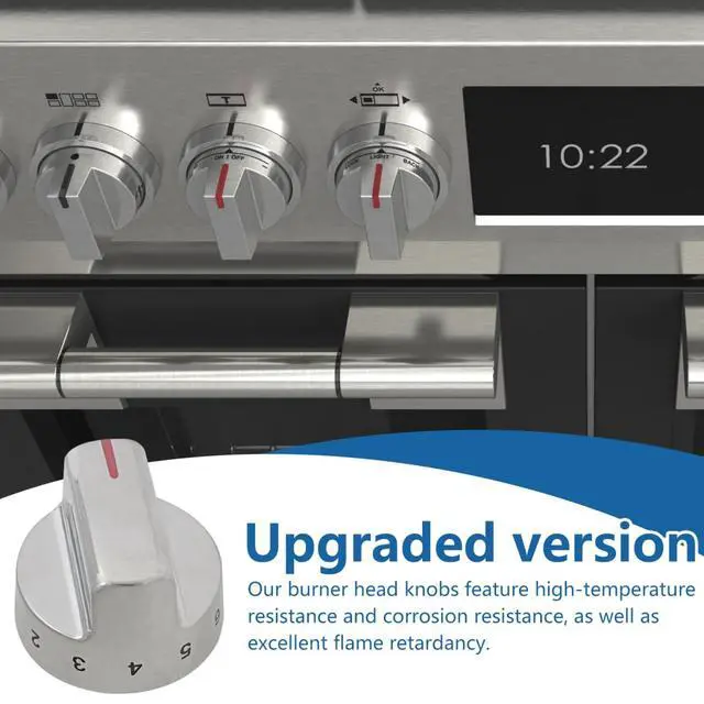 Alt view image 4 of 5 - Universal Fit Stainless Steel Burner Control Knobs 5-Pack Replacement for Frigidaire Gallery Stove 5304509929, 5304509064, DOO93176