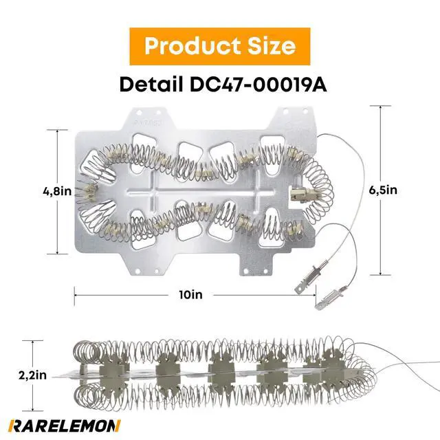 Alt view image 2 of 7 - DC47-00019A Dryer Heating Element Compatible with Samsung DV350AEW/XAA-0000, DV338AEB/XAA-0000, DV350AEP/XAA-0000, DV219AEB/XAA-0000 Dryers