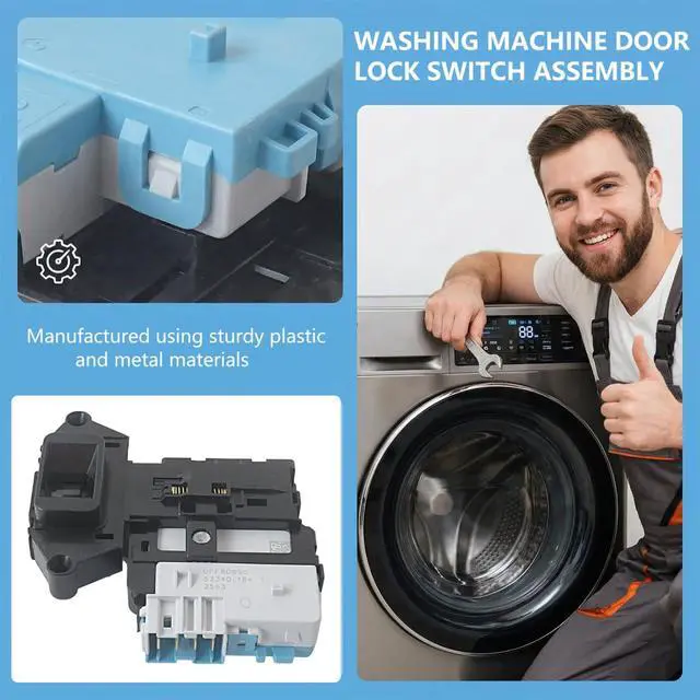 Alt view image 4 of 7 - EBF49827801 Washer Door Lock Switch Assembly Fits for LG WM2701HV WM1355HR WM1355HW WM3360HRCA WM3360HVCA - Replaces 6601ER1004C 6601ER1004E EBF49827802