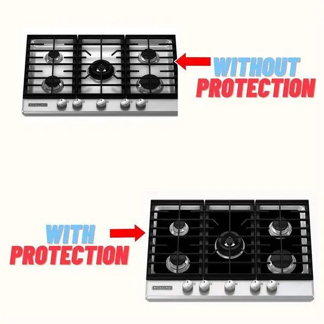 Alt view image 2 of 6 - Premium Plus Stove Protectors for KitchenAid Gas Cooktop Model KFGS306VSS02, Custom Cut, Easy to Clean Stove Liner, Made in the USA