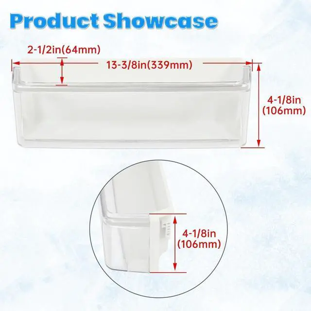 Alt view image 2 of 7 - AAP73252302 Replacement Refrigerator Door Shelf Bin Compatible with LG Kenmore/Sears Refrigerator Freezer Bin White+Clear+Silvery