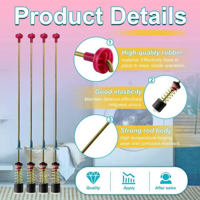 Alt view image 4 of 6 - Upgraded DC97-16350U DC97-16350T Washer Suspension Rods for SAMSUNG WA50R5200AW/US, WA50R5400AV/US WA50R5400AW/US WA45T3200AW/A4 WA45H7000AW/A2 and WA45N3050AW/A4 Washing Machine4pcs