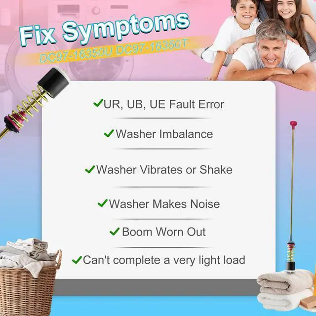 Alt view image 5 of 6 - Upgraded DC97-16350U DC97-16350T Washer Suspension Rods for SAMSUNG WA50R5200AW/US, WA50R5400AV/US WA50R5400AW/US WA45T3200AW/A4 WA45H7000AW/A2 and WA45N3050AW/A4 Washing Machine4pcs
