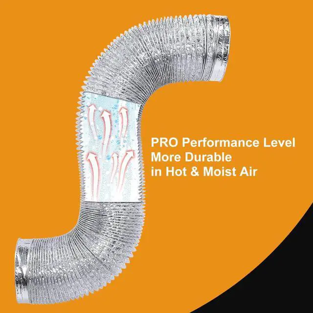 Alt view image 5 of 6 - Heavy Duty 4"Flexible Dryer Vent Exhaust Duct Hose 12 Feet | Tool-Free, Extra Thick Aluminum Foil HVAC Ducting Kit with 2 Key Hose Clamps
