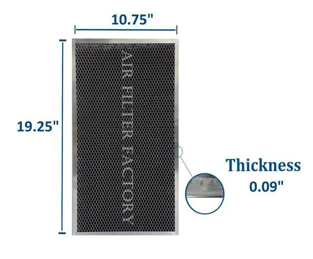 Alt view image 2 of 6 - 10.75 x 19.25 x 0.09 Inches Carbon Range Hood Filter Charcoal Carbon Grease Vent Hood Filter 2-Pack