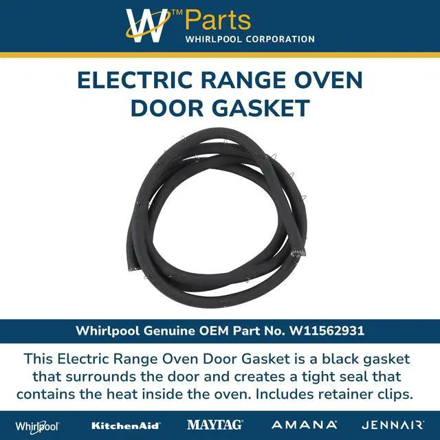 Alt view image 4 of 5 - Whirlpool W11562931 Genuine OEM Electric Range Oven Door Gasket Replacement Part - Replaces W10162385, WPW10162385, 7201P153-60, 7201P124-60, 74008696, and W11491752