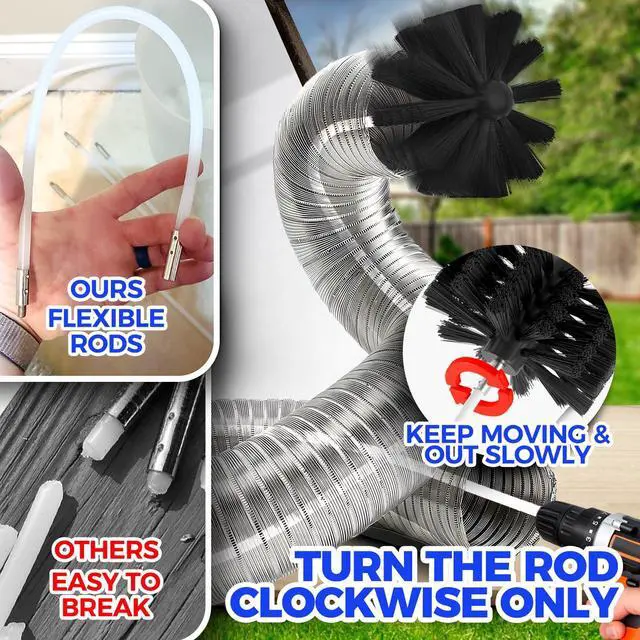 Alt view image 2 of 7 - 42FT Dryer Vent Cleaner Kit 50Pcs - Lint Remover Brush Vacuum Tools | Dryer Vent Brush Kit, Omnidirectional Lint Vacuum Attachment & Lint Trap Brush Clean Hard-to-Reach Areas, Remove Hidden Lint