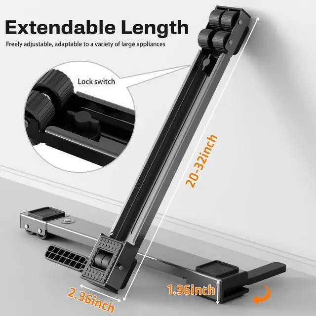 Alt view image 2 of 6 - Appliance Rollers Heavy Duty,Newest Extendable Appliance Sliders,Liftable Washing Machine Base,Easily Move Washer and Dryer Machines,Refrigerators,Furniture-Grey