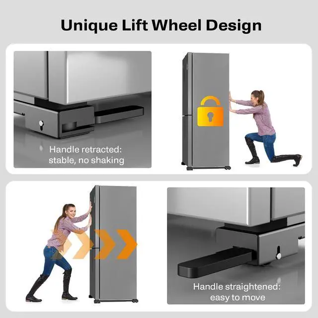 Alt view image 4 of 6 - Appliance Rollers Heavy Duty,Newest Extendable Appliance Sliders,Liftable Washing Machine Base,Easily Move Washer and Dryer Machines,Refrigerators,Furniture-Grey