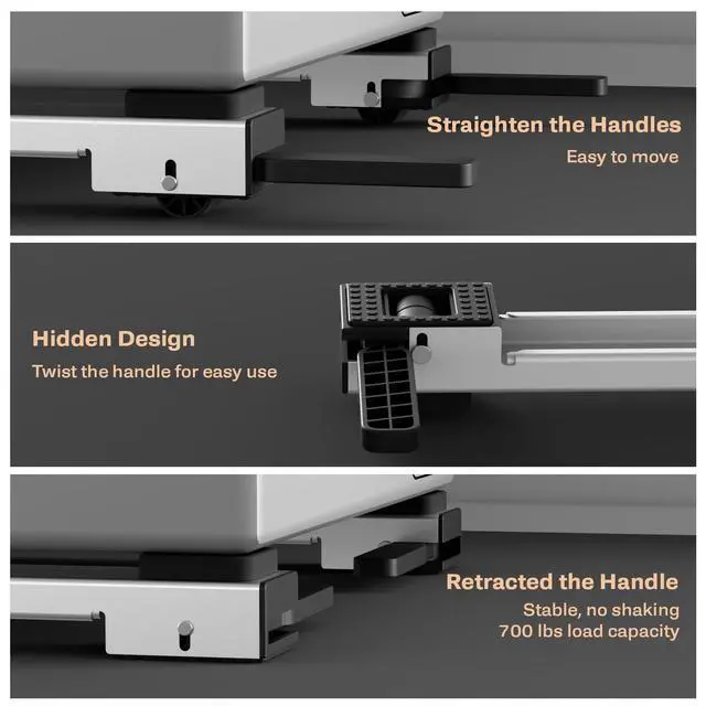Alt view image 3 of 6 - Appliance Rollers Heavy Duty,Newest Extendable Appliance Sliders,Liftable Washing Machine Base,Easily Move Washer and Dryer Machines,Refrigerators,Furniture-White