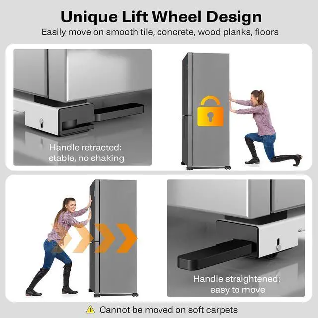 Alt view image 4 of 6 - Appliance Rollers Heavy Duty,Newest Extendable Appliance Sliders,Liftable Washing Machine Base,Easily Move Washer and Dryer Machines,Refrigerators,Furniture-White