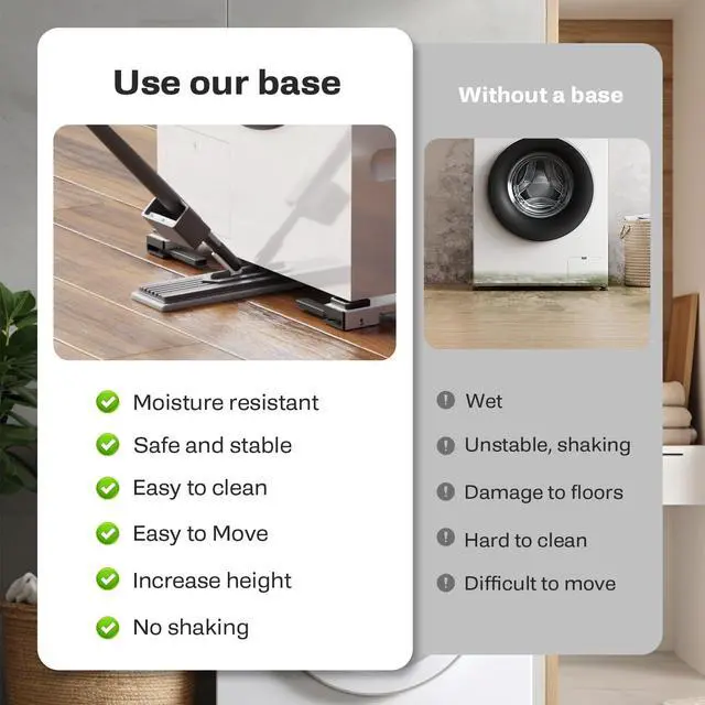 Alt view image 5 of 6 - Appliance Rollers Heavy Duty,Newest Extendable Appliance Sliders,Liftable Washing Machine Base,Easily Move Washer and Dryer Machines,Refrigerators,Furniture-White