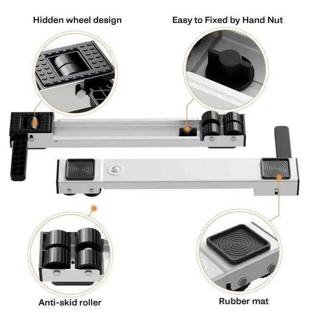 Alt view image 6 of 6 - Appliance Rollers Heavy Duty,Newest Extendable Appliance Sliders,Liftable Washing Machine Base,Easily Move Washer and Dryer Machines,Refrigerators,Furniture-White