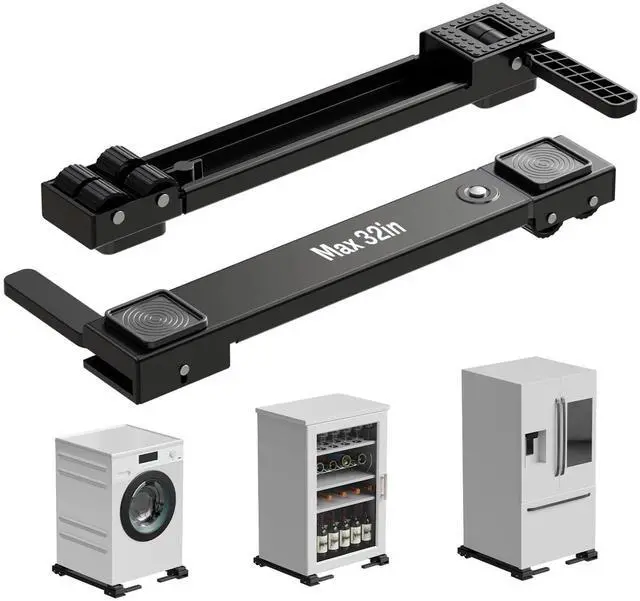 Main image of Appliance Rollers Heavy Duty,Newest Extendable Appliance Sliders,Liftable Washing Machine Base,Easily Move Washer and Dryer Machines,Refrigerators,Furniture-Black
