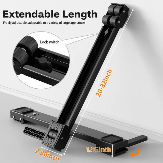 Alt view image 2 of 6 - Appliance Rollers Heavy Duty,Newest Extendable Appliance Sliders,Liftable Washing Machine Base,Easily Move Washer and Dryer Machines,Refrigerators,Furniture-Black