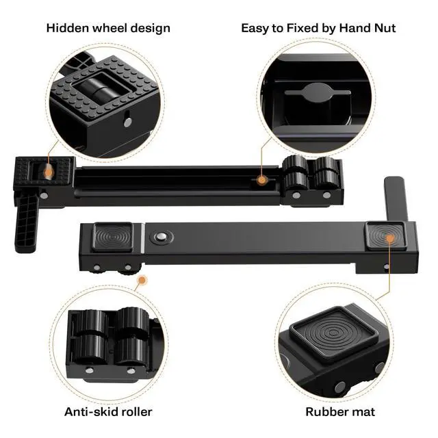 Alt view image 6 of 6 - Appliance Rollers Heavy Duty,Newest Extendable Appliance Sliders,Liftable Washing Machine Base,Easily Move Washer and Dryer Machines,Refrigerators,Furniture-Black
