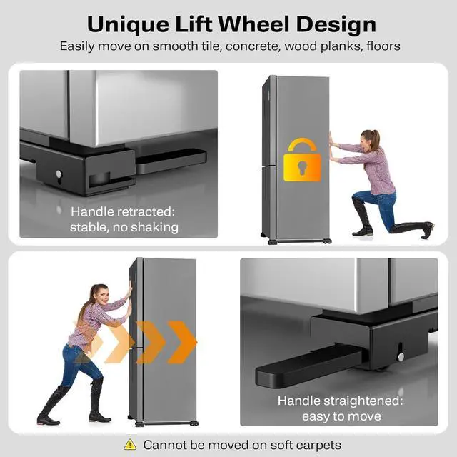 Alt view image 4 of 6 - Appliance Rollers Heavy Duty,Newest Extendable Appliance Sliders,Liftable Washing Machine Base,Easily Move Washer and Dryer Machines,Refrigerators,Furniture-Black