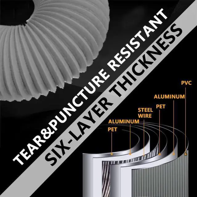 Alt view image 2 of 4 - 4 Inch 25ft Dryer Vent Hose,Flexible Insulated Air Ducting,Vent Hose PVC Aluminum Foil with 2 Clamps for HVAC Ventilation(Grey)