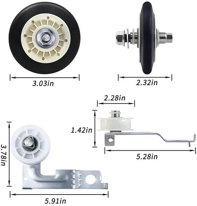 Alt view image 2 of 6 - Upgraded Dryer Repair Kit Dryer Roller Kit for LG Kenmore Dryers Includes 4581EL2002C Dryer Drum Roller Assembly 4400EL2001A Dryer Belt and 4561EL3002A Dryer Idler Pulley, Pictures 6, 7 are Fit Models