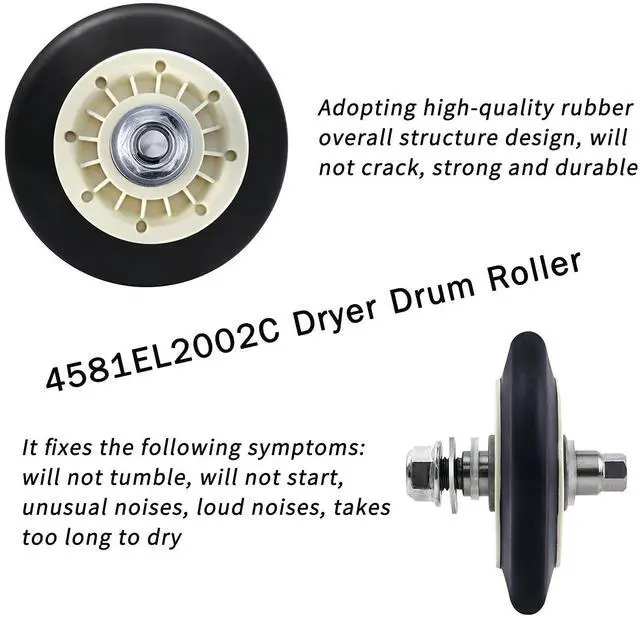 Alt view image 3 of 6 - Upgraded Dryer Repair Kit Dryer Roller Kit for LG Kenmore Dryers Includes 4581EL2002C Dryer Drum Roller Assembly 4400EL2001A Dryer Belt and 4561EL3002A Dryer Idler Pulley, Pictures 6, 7 are Fit Models