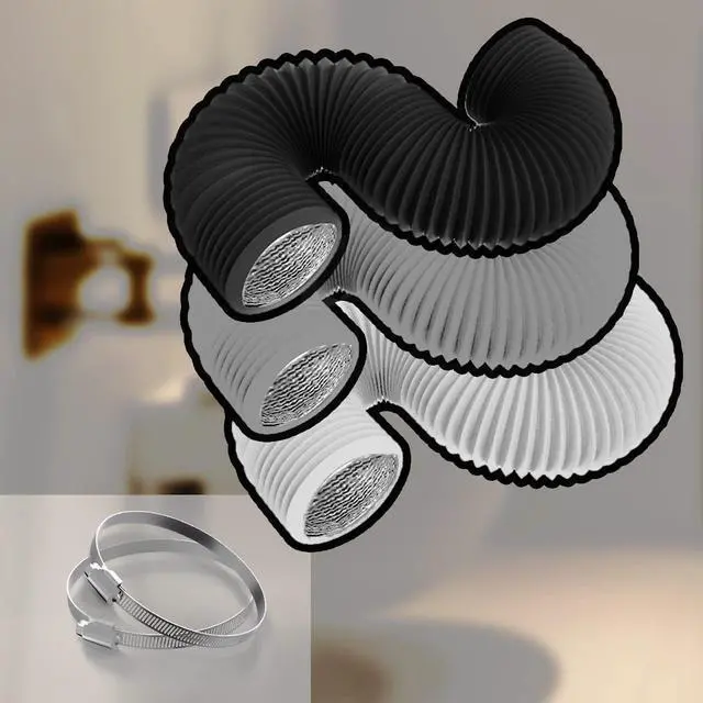 Alt view image 6 of 6 - 4 Inch 16FT Dryer Vent Hose,Flexible Insulated Air Ducting,Vent Hose PVC Aluminum Foil with 2 Clamps for HVAC Ventilation(Grey)
