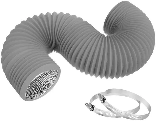 Main image of 4 Inch 25ft Dryer Vent Hose,Flexible Insulated Air Ducting,Vent Hose PVC Aluminum Foil with 2 Clamps for HVAC Ventilation(Grey)