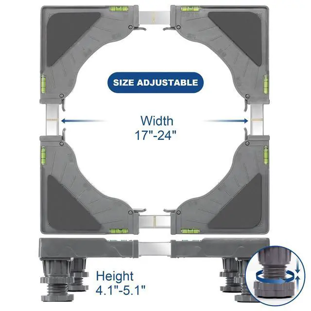 Alt view image 4 of 6 - Mini Fridge Stand Adjustable Refrigerator Stand with 4 Strong Feet Universal Stand Base Washing Machine Stand Washer and Dryer Pedestals Multi-Functional Base for Appliance (Grey)
