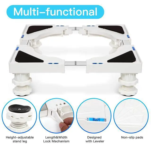 Alt view image 3 of 7 - Mini Fridge Stand Adjustable Refrigerator Stand with 4 Strong Feet Universal Appliance Stand Base Heavy Duty Washer and Dryer Stand Laundry Pedestal Multi-Functional Base (White)