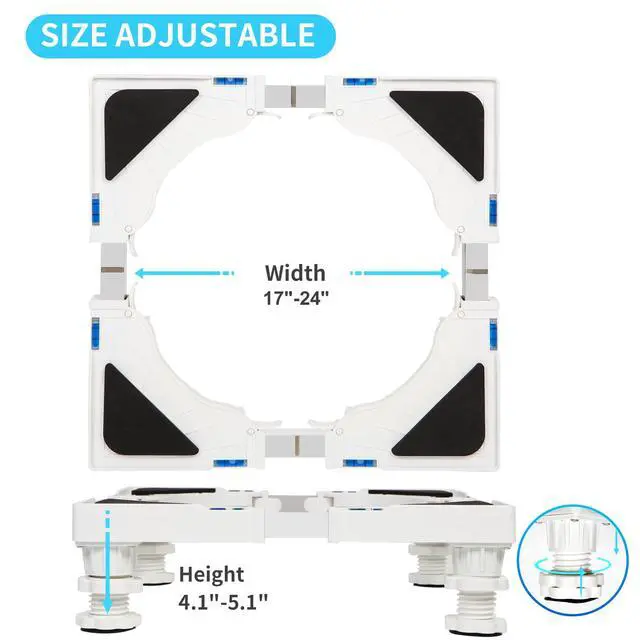 Alt view image 6 of 7 - Mini Fridge Stand Adjustable Refrigerator Stand with 4 Strong Feet Universal Appliance Stand Base Heavy Duty Washer and Dryer Stand Laundry Pedestal Multi-Functional Base (White)