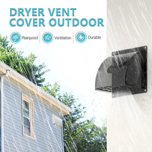 Alt view image 2 of 7 - 6 Inch Dryer Vent Cover Outside with Removable Screen, Black | Metal Exhaust Wall Vent, Cushioned Non-Return Flap, Easy to Clean, Ideal for House, Range Hood, AC, Opening Diameter: 5.7"