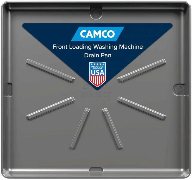 Main image of Low Profile Washing Machine Drain Pan w/PVC Fitting - Made in USA | 29 inch x 33 inch ID and 31 inch x 35 inch OD - Protects Your Floors from Washing Machine Leaks - Easy to Use -Pewter (20788)