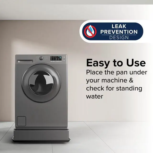 Alt view image 3 of 7 - Low Profile Washing Machine Drain Pan w/PVC Fitting - Made in USA | 29 inch x 33 inch ID and 31 inch x 35 inch OD - Protects Your Floors from Washing Machine Leaks - Easy to Use -Pewter (20788)