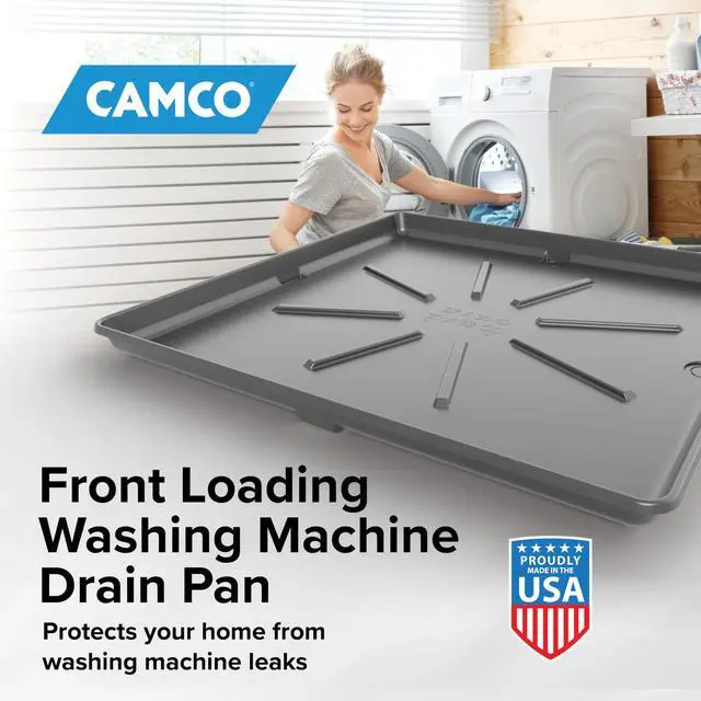 Alt view image 5 of 7 - Low Profile Washing Machine Drain Pan w/PVC Fitting - Made in USA | 29 inch x 33 inch ID and 31 inch x 35 inch OD - Protects Your Floors from Washing Machine Leaks - Easy to Use -Pewter (20788)