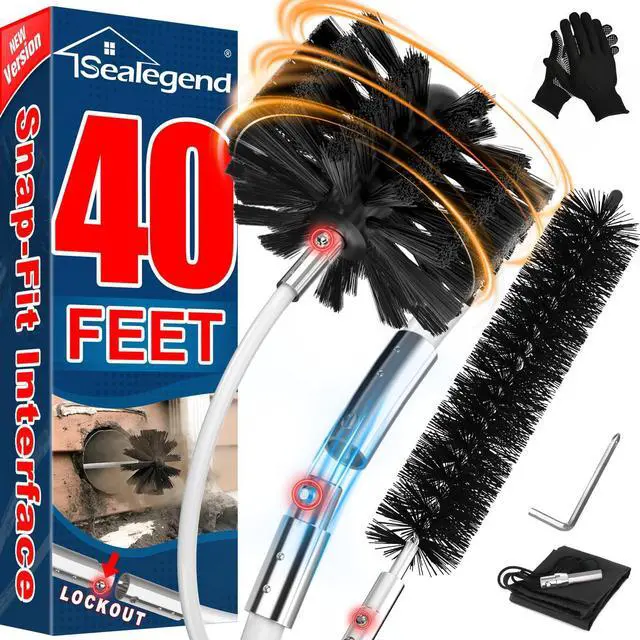 Main image of 40Ft Dryer Vent Cleaner Kit Flexible Lint Remover | Upgraded Quick-Snap Brush with Drill Attachment for Easy to Use, Deep Clean, Lint Removal, Easy DIY Assembly, Home Essential
